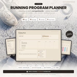 Running Program Planner, Marathon Training Log, Fitness Tracker | A4 A5 US Letter | GoodNotes iPad