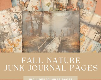 Junk Journal Vintage Fall Nature Page Printable Ephemera Collage Sheet Autumn Scrapbook Paper Digital Download Supply Botanical Bird