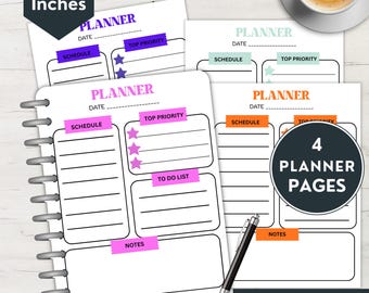 Daily Schedule Insert Printable Agenda Template Pdf Digital Download Disc Bound Refill Pages Letter Size Happy Planner Compatible Tul
