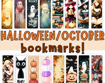 Halloween Bookmark Set Book Lover Gift Idea Teacher Appreciation Student Present Party Favor Autumn Reading Page Holder Witch Black Cat