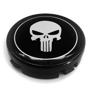 Enjoliveurs de centre de roue de 64 mm / 61 mm, noirs, logo Skull Punisher, 2,52 pouces