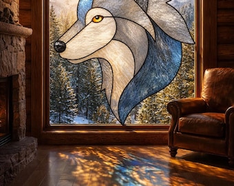 Wolf Side Profile Stained Glass Pattern | Suncatcher Template, Woodland Decor (Digital Download)
