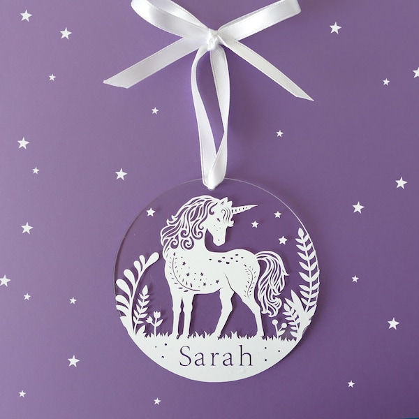 Personalized Holiday Ornaments - Unicorn - Acrylic Christmas Ornaments