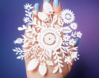 Original Papercut - Floral Burst - Handcut Paper Art