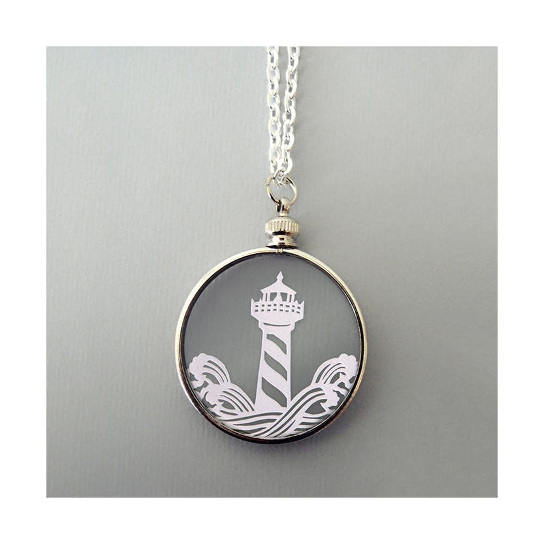 Papercut Lighthouse Necklace Original Handcut Paper in Glass - Etsy