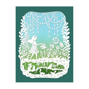 8x10 Print - Magic Garden - Original Papercut Illustration - Fine Art Print