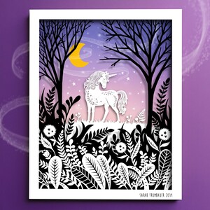 8x10 Print - Unicorn - Original Papercut Illustration - Fine Art Print ...