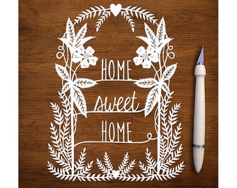 Original Papercut - Home Sweet Home - 6x8" Handcut Paper Art