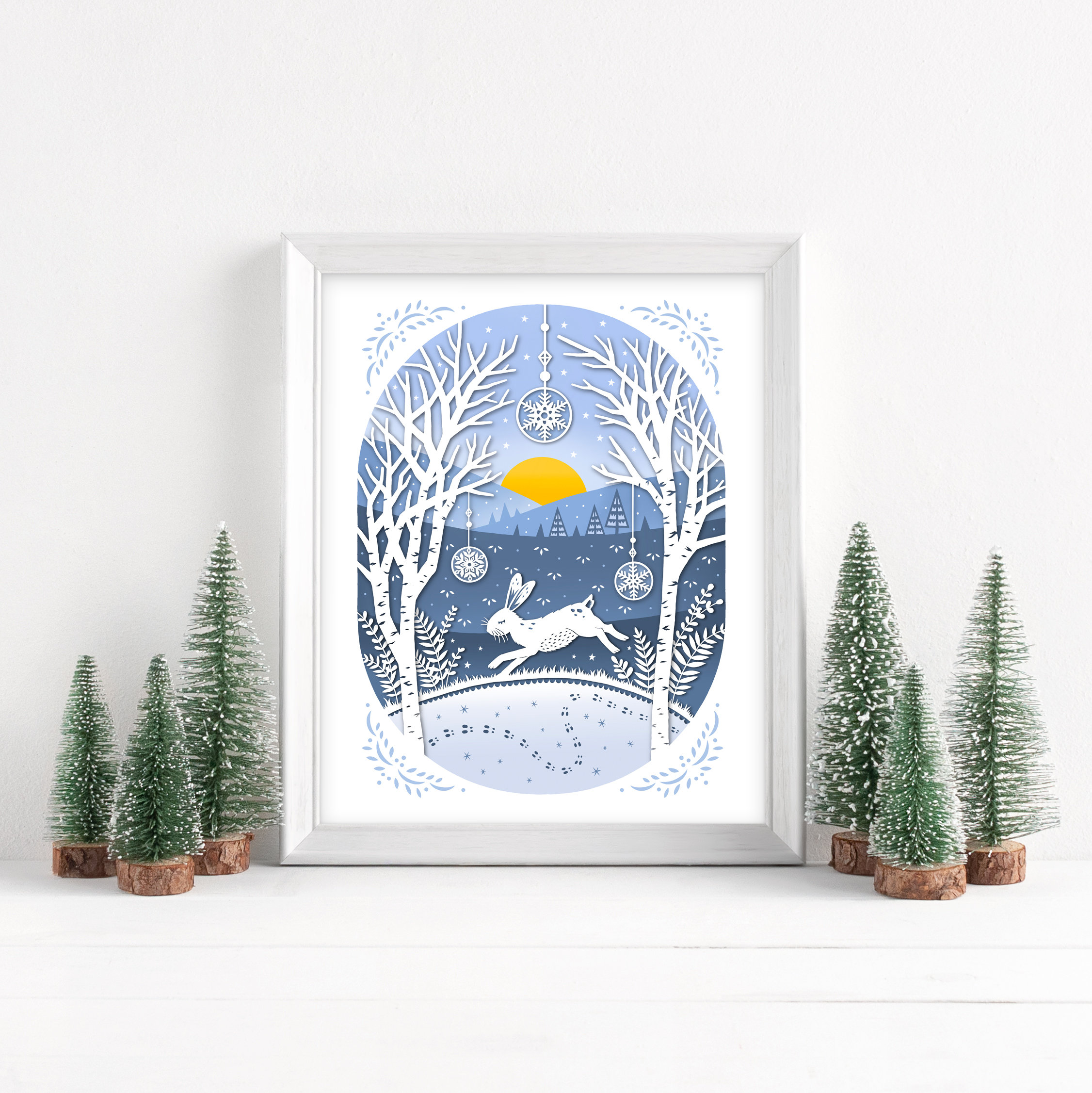 5x7 Print - Leaping Rabbit - Original Papercut Illustration - Etsy