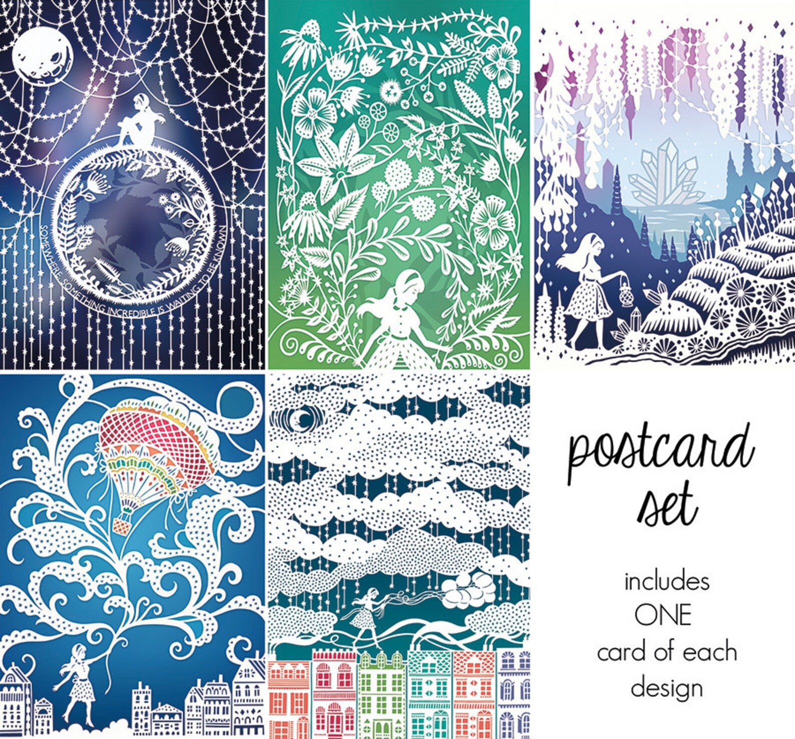 Postcard Set 5 Unique Art Postcards Prints of Original Etsy