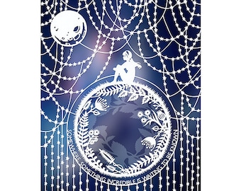 Cosmos - 8x10 Print of Original Papercut Illustration  - Fine Art Print - Space and Stars