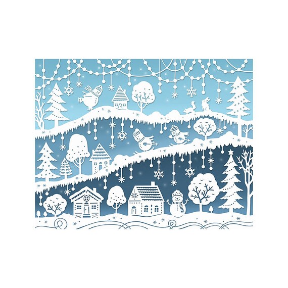 8x10 Print Snow Day Original Papercut Illustration - Etsy