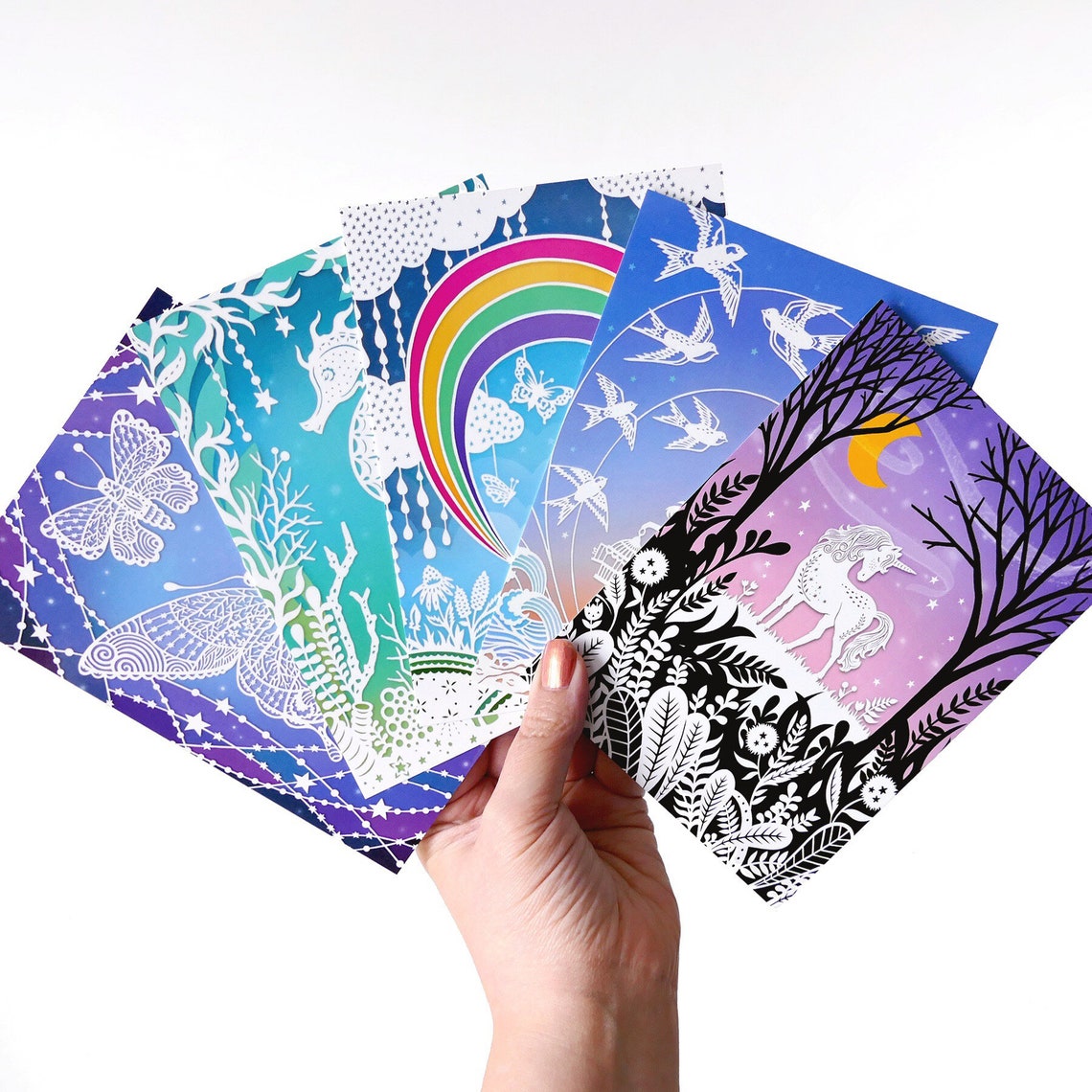 Postcard Set 2 5 Unique Art Postcards Prints of Original Etsy