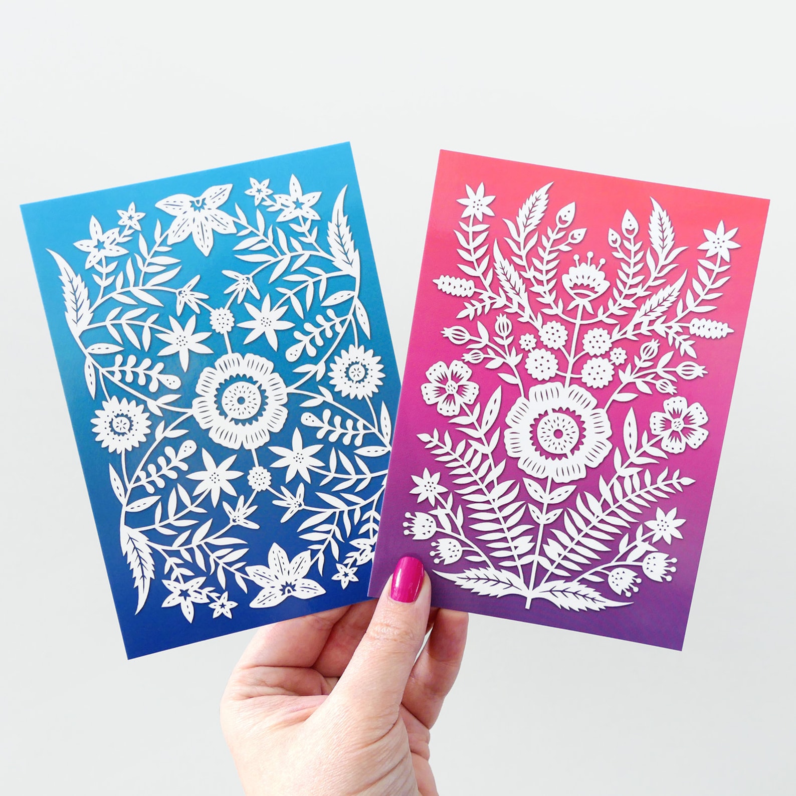 Postcard Set - 5 Unique Art Postcards - Floral Patterns - Prints of ...