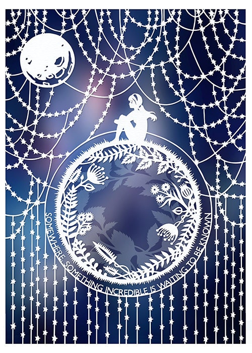 5x7 Print Cosmos Original Papercut Illustration Space - Etsy