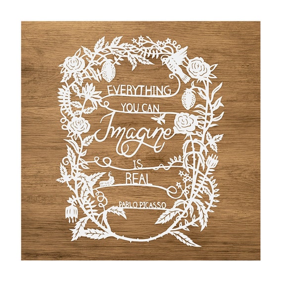 Items similar to Original Papercut Anything You Can Imagine Quote