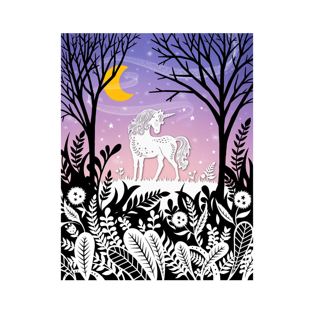 8x10 Print - Unicorn - Original Papercut Illustration - Fine Art Print ...