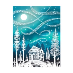 8x10 Print - Cabin - Original Papercut Illustration