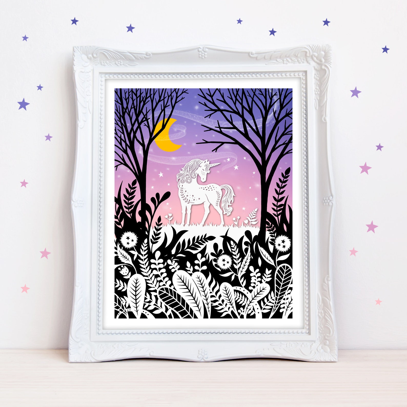 8x10 Print Unicorn Original Papercut Illustration Fine - Etsy