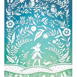 Walk in the Woods 8x10 Print Originele Papercut Illustratie Ready-to-Frame Print afbeelding 2