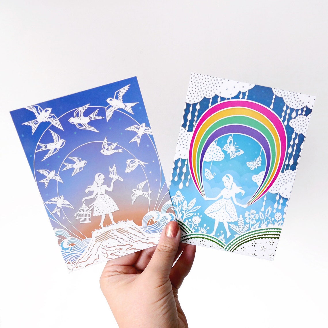 Postcard Set 2 5 Unique Art Postcards Prints of Original Etsy