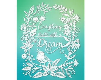 Dream - 5x7 Print - Original Papercut Illustration - Fine Art Print