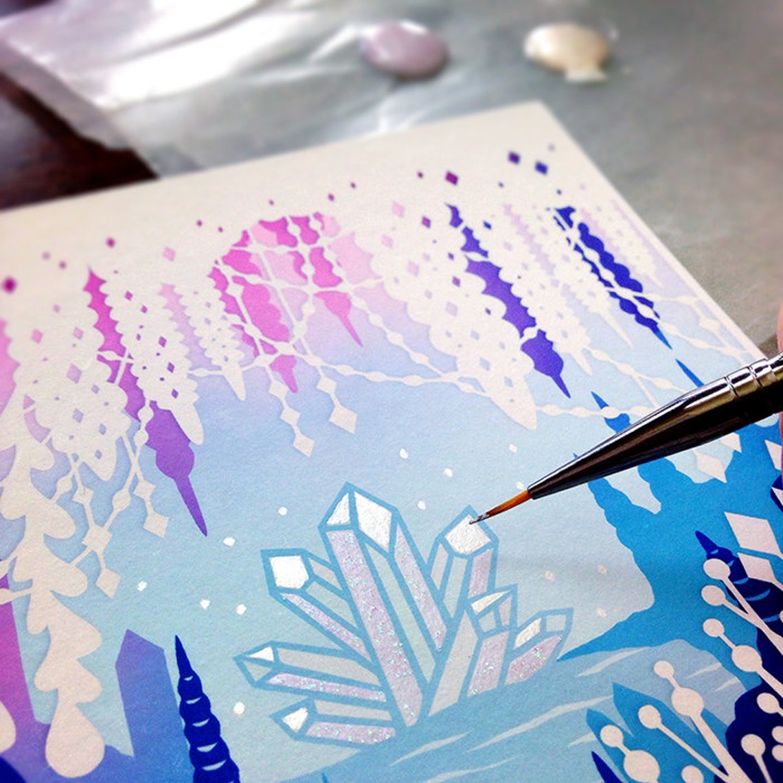 Crystal Cave 5x7 Print Handembellished Fine Art Print Etsy