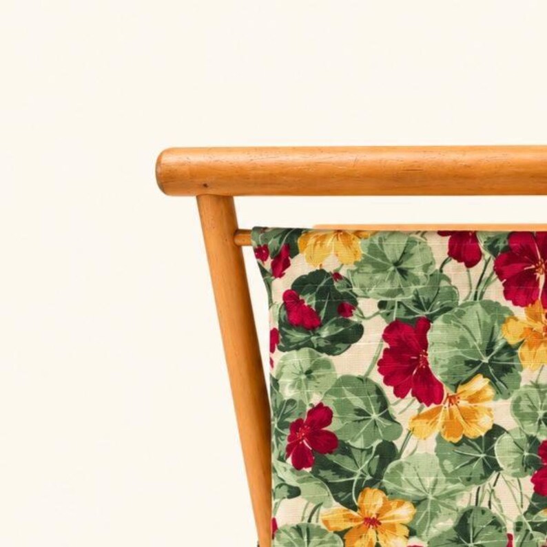 Vintage Wooden Magazine Rack | Floral Fabric Folding Newspaper Holder ...