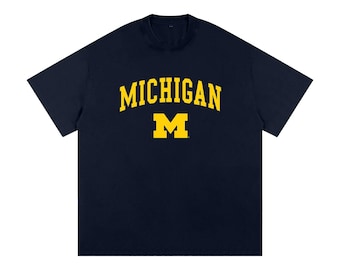 Marineblauw katoenen T-shirt Michigan – T-shirt met korte mouw