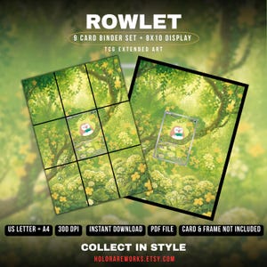 Ilustración para carpeta de Rowlet TCG / Lámina decorativa para pared con ilustración extendida (descarga digital)