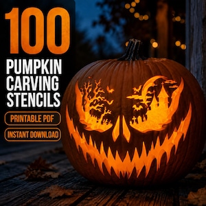 100 pumpaskärningsschabloner, utskrivbara Halloween-mallar PDF