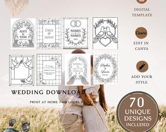 Faux Stained Glass Wedding Welcome Sign Template • Editable DIY Pattern • Printable Event Decor