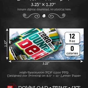 Mountain Dew Baja Blast Tropical Lime Zero Sugar Label (Digital PDF), 3.25" x 1.37"