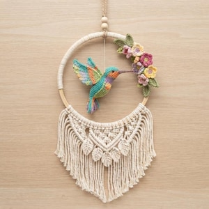 Amigurumi Hummingbird Pattern PDF | Crochet Bird Wall Hanging | Macrame Floral Hoop Pattern | Boho Nursery Decor