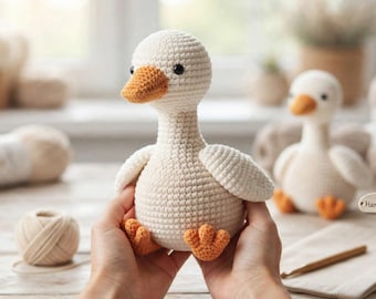 かぎ針編みのガチョウとアクセサリー、鳥のおもちゃのパターン、編み