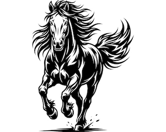 Friesian Horse Art, Horse Svg, Dxf files for Plasma Cnc, Laser cut Vector Graphiics, Cricut Projects, Ranch Png Clipart, Animal Silhouette