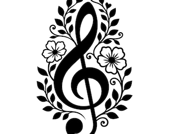 Chiave di violino SVG, Nota musicale SVG, Chiave di violino con volute File vettoriale, File di taglio vettoriale per Cricut, Download immediato, Uso commerciale,