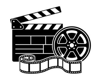 Movie Reel SVG, Film Strip Cinema Clapperboard Hollywood Entertainment Movie Night Printable Cut File, Commercial Use, Instant Download