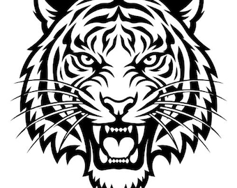 Tiger Head Svg: Tiger Face Svg, Tiger Silhoutte Svg, Fierce Tribal Face Tiger, Cut files for Cricut and Silhouette, Minimalist