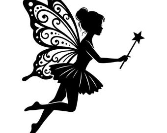 Fairy Svg, Magic Silhouette Cut File for Cricut, Butterfly Wing Fairy Clipart, Fairy Vector, Instant Download, Commercial Use, Minimalist