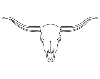 Longhorn Outline Svg, Texas Bull Head Svg, Western Cow Skull Line Art Cricut Cut File, Digital Download, Minimalist
