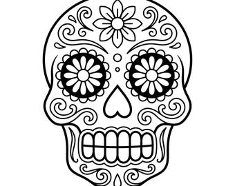Sugar Skull Svg Png, Cut Ready Digital Design For Cricut Silhouette, fantasy art, Line Art, kids crafts, party decor, minimalist svg