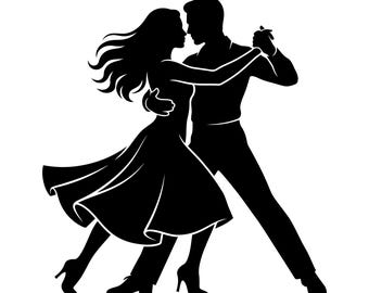 Couple Dancing Silhouette SVG, Romantic Tango Dance Vector Art for Crafts and Apparel, Cut Files for Silhouette, Minimalist