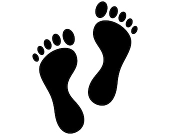 SVG de pegadas, silhueta de pés descalços, clipart de pés humanos, arquivo de corte de pegadas, PNG de pegadas, contorno de pés descalços, decalque de pés humanos