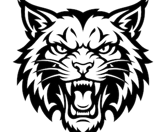 Wildcat Svg, Wildcat Vector, Wildcat Mascot Clipart, Wildcat Outline Svg Vector, Instant Download, Commercial Use