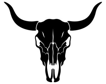 Tête de mort Svg, Svg de taureau, vache tête de mort, Svg de vecteur de contour de tête de mort de taureau, couper des fichiers pour la Silhouette, téléchargement immédiat, usage Commercial