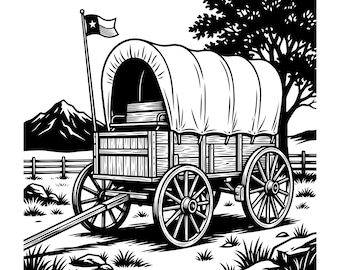 Covered Wagon SVG & PNG Files: Vector Graphic Design (Digital Download), Instant Download, Commercial Use, Minimalist