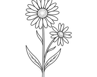 Avril naissance fleur Marguerite Svg, avril naissance fleur Daisy Clipart, fichier vectoriel contour fleur, usage commercial, téléchargement numérique