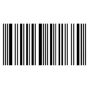 Könnte beinhalten: Ein standardmäßiger UPC-A-Strichcode, bestehend aus einer Reihe vertikaler schwarzer Balken unterschiedlicher Breite auf einem einfarbigen weißen Hintergrund. Das Muster zeigt deutliche Liniengruppen mit einer Lücke in der Mitte.