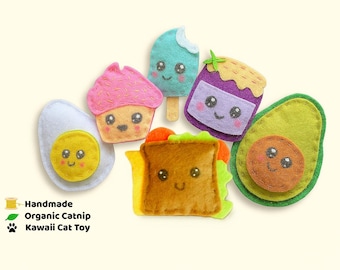 Handmade Kawaii Food Catnip Toys – Felt Plushies with Organic Catnip